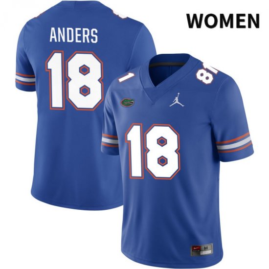 Women's Florida Gators #18 Jack Anders NCAA Jordan Brand Royal NIL 2022 Authentic Stitched College Football Jersey TYW7362RT